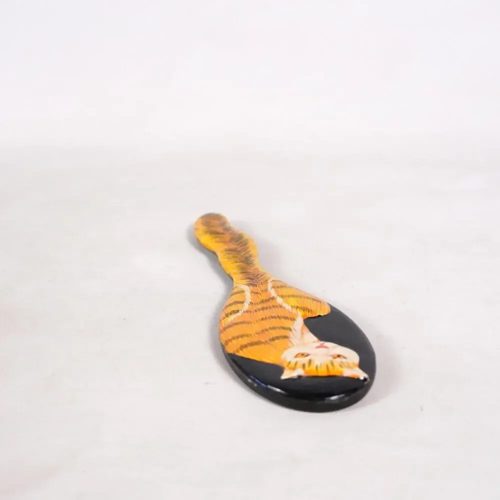 Hand Painted Kitty Cat Beauty Hand Mirror Feline Kitten Art Decor Decoration
